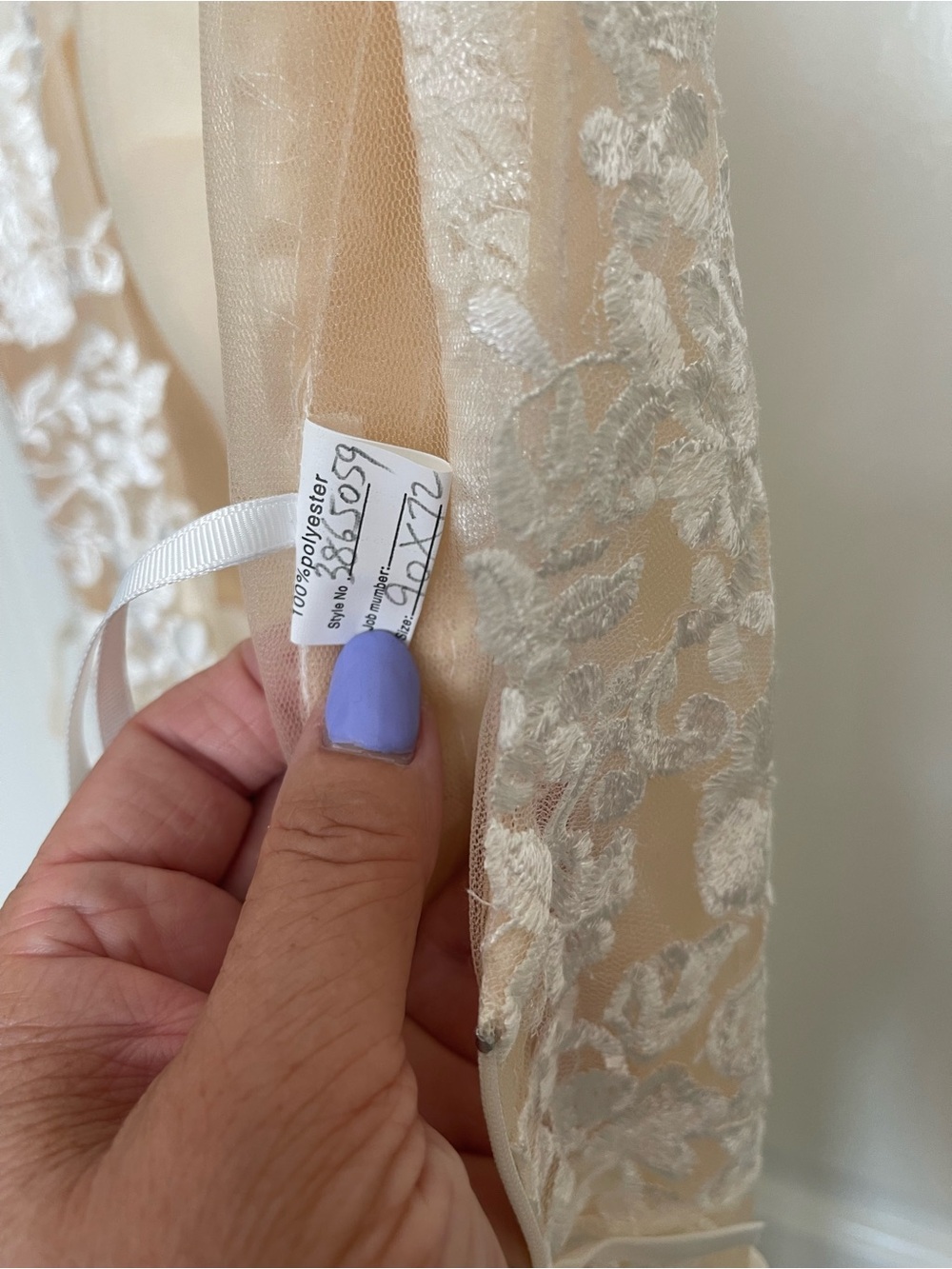 Lace Appliqué A-Line Wedding Gown in Ivory - Picture 9 of 12